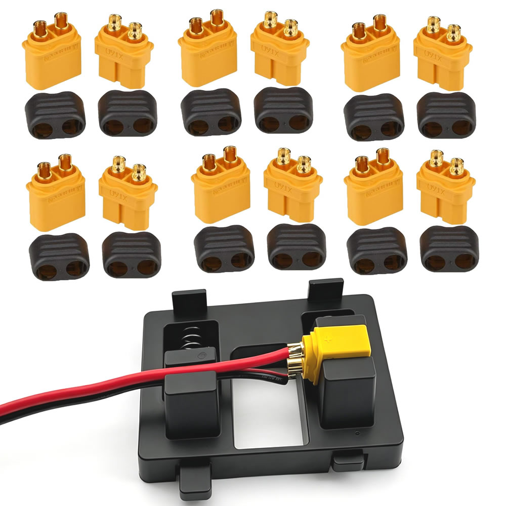 Drone Battery Connector - หัวต่อ XT60 พร้อมปลอกหุ้มแบบตัวเมีย/ตัวผู้ พร้อมอุปกรณ์เชื่อมสำหรับแบตเตอรี่ RC Lipo