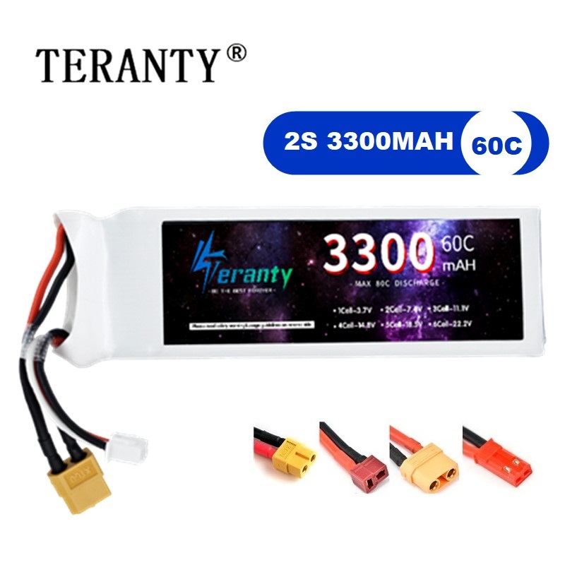 Drone Battery Connector - 2S 7.4V LiPo แบตเตอรี่ 3300mAh 60C
