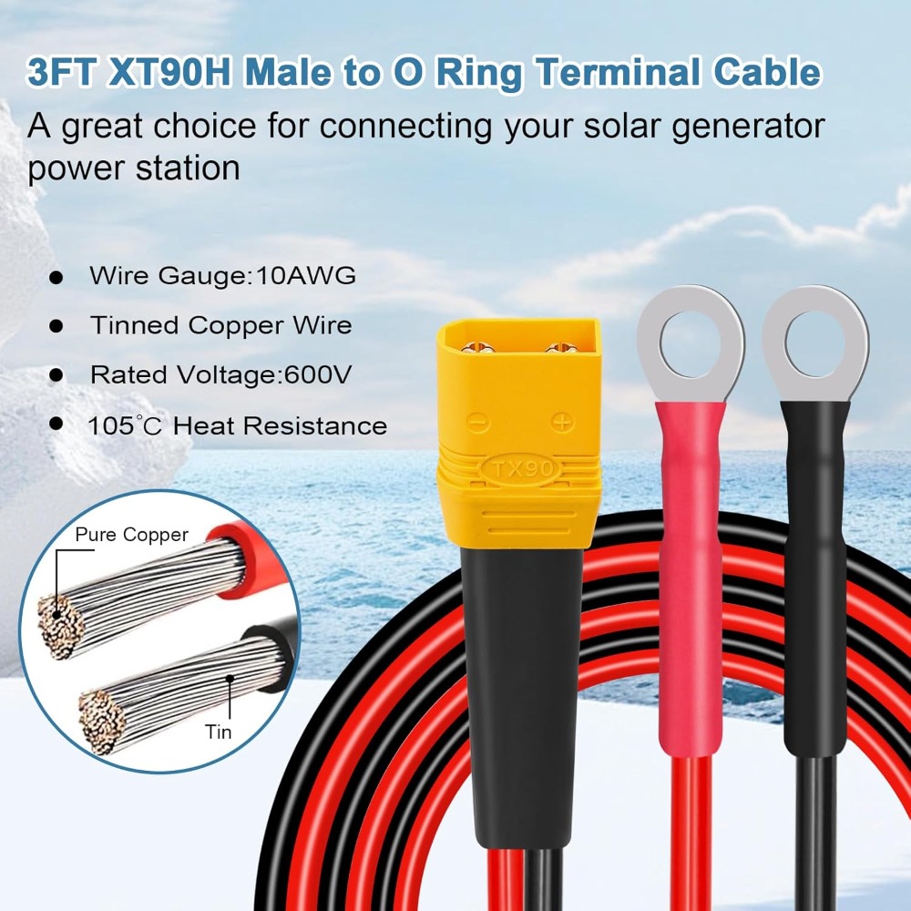 Drone Battery Connector - สายเคเบิล XT90 ไปยังขั้วต่อแบบโอริง 10AWG สายเคเบิลขั้วต่อ XT90H